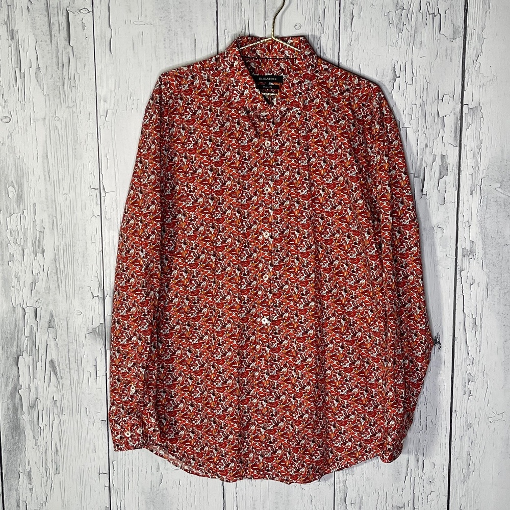 Bugatchi Uomo Lips Button Up  Shaped Fit Dress Shirt Sz XXL EUC